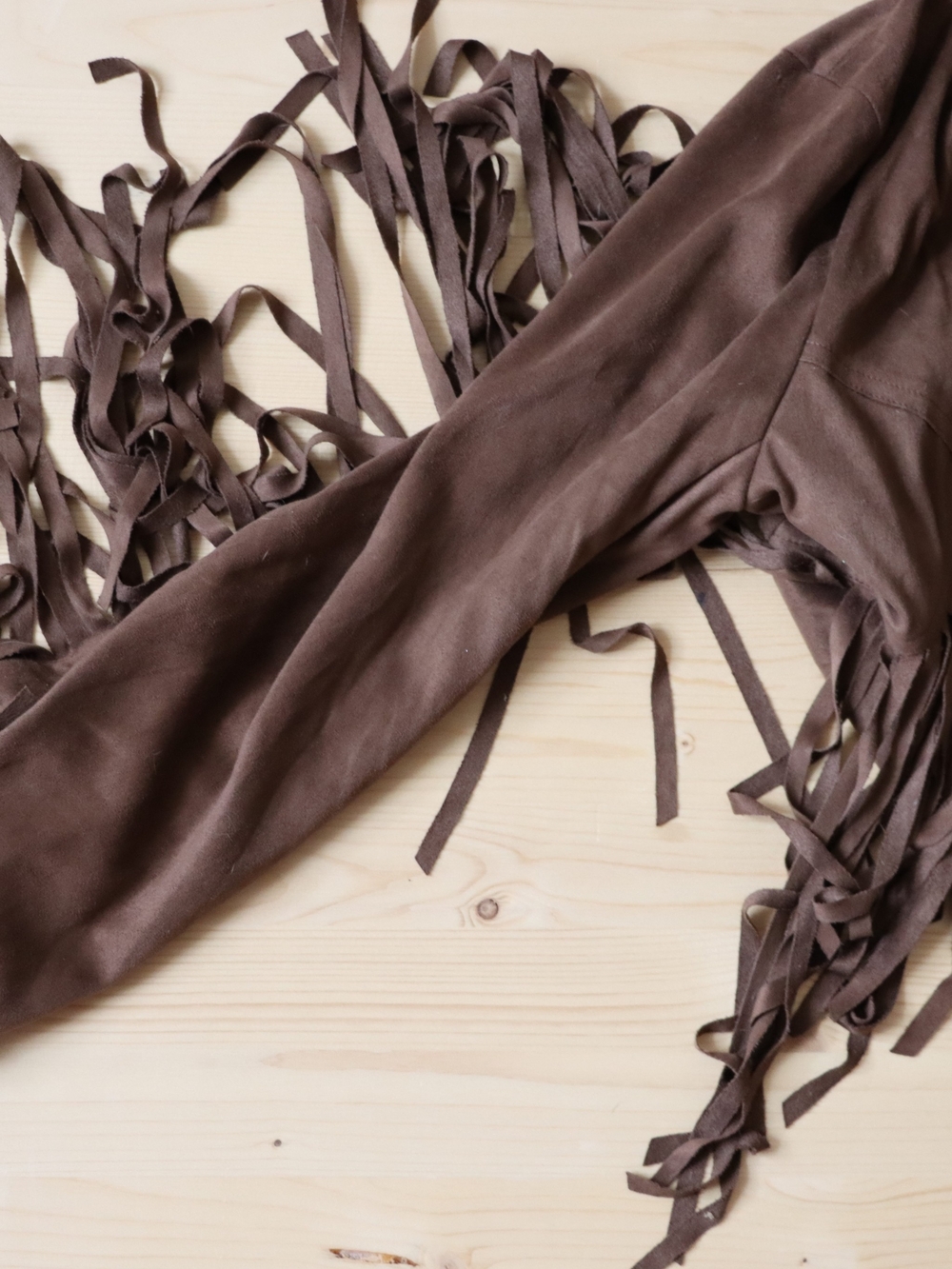 Brown Fringe Suede-Style Women's Jacket - Picture 3 of 3